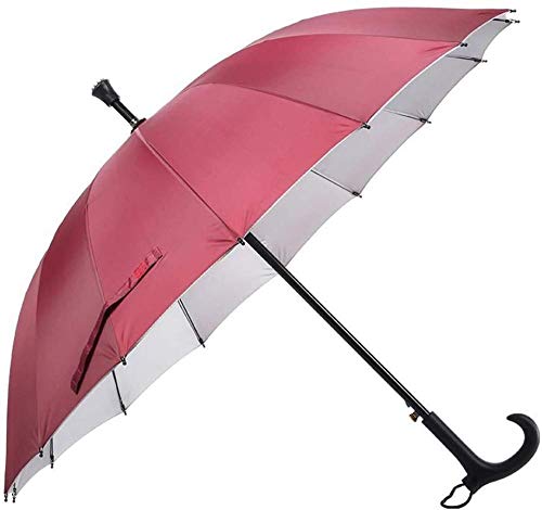 Paraguas De Muleta Ancianos Antideslizante Muleta Viaje Multifuncional Paraguas De Caña Hombres Y Mujeres Regalo Caña Paraguas-rojo Hermoso Paraguas Flexible Duradera Antideslizante A Prueba De Viento