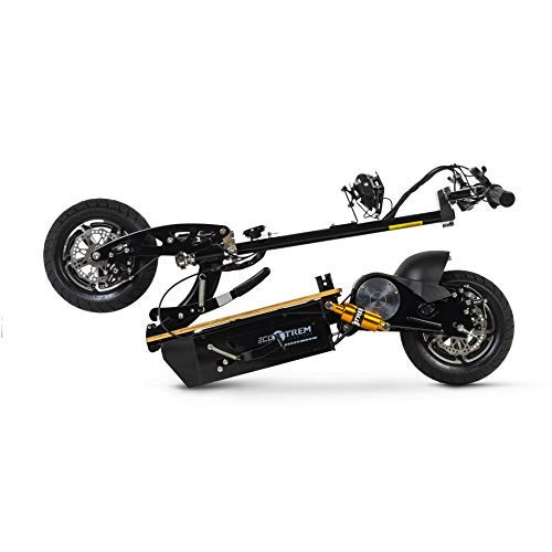 Patinete, Scooter tipo moto Eléctrico dos ruedas, Plegable, Color Negro, Motor 1600W, Velocidad máxima 40km/h, Autonomía 30-40km, Suspensión, Luz LED y Sillin desmontable. Ideal para paseos urbanos.