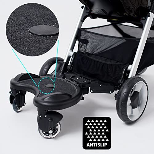Patinete Y Asiento, Negro de Olmitos - Universal y adaptable a todas las sillas - Fácil de montar y plegable - Con opción de asiento - Incluye almohada acolchada y superficie antideslizante