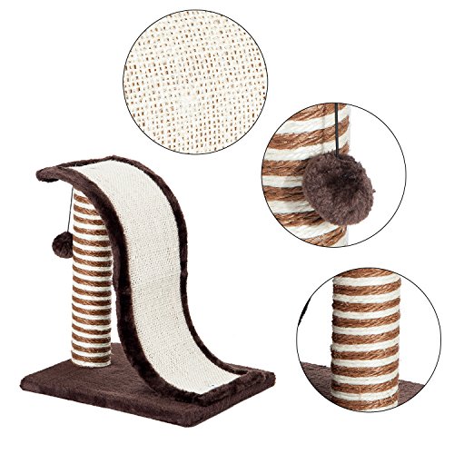 PawHut Árbol Rascador para Gatos Tipo Centro de Juegos con Poste de Sisal Natural y Pelota para Jugar y Arañar 35x30x39cm 2 Colores (Marrón y Crema)