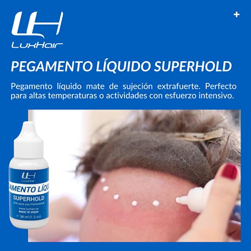 Pegamento líquido SuperHold para prótesis capilares de LUXHAIR. Adhesivo profesional de pelucas de hombre y mujer que ayuda a que tu pelo luzca natural | 38 ml |
