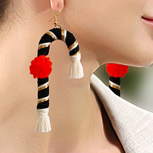 Pendientes de Borla de muleta navideña para Mujer Creatividad Personalizada Retro Tejido a Mano Corriente de Pendientes Largos navideños Pendientes Colgantes Bohemios para niñas y Mujeres