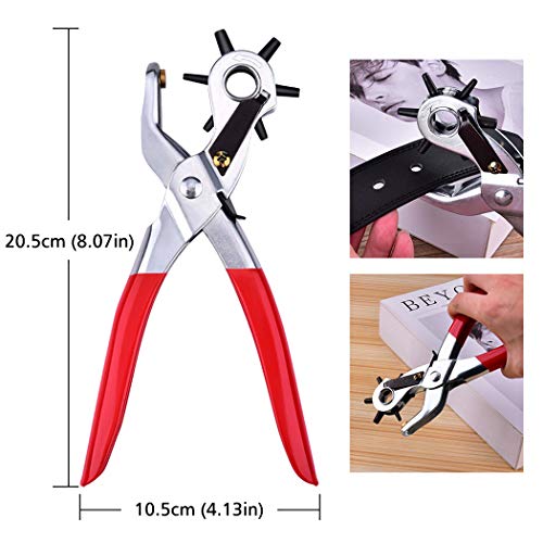 Perforadora de cuero Cinturón Duty Alicate giratorio Perforadora para cinturones Correas de reloj Correas Collares para mascotas Sillines Zapatos Proyectos de artesanía en tela