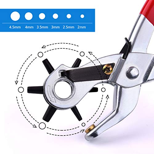 Perforadora de cuero Cinturón Duty Alicate giratorio Perforadora para cinturones Correas de reloj Correas Collares para mascotas Sillines Zapatos Proyectos de artesanía en tela