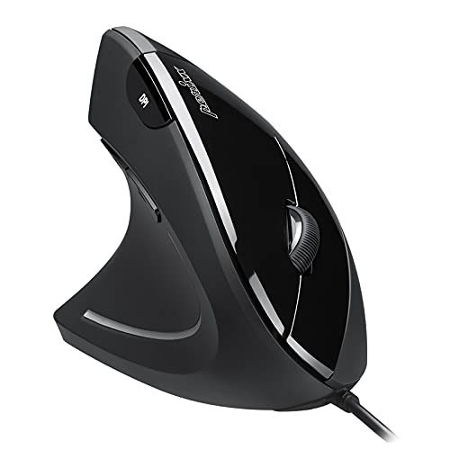 perixx Perimice-513L - Ratón ergonómico con Cable para Zurdos, 6 Botones, prevención del síndrome Rsi