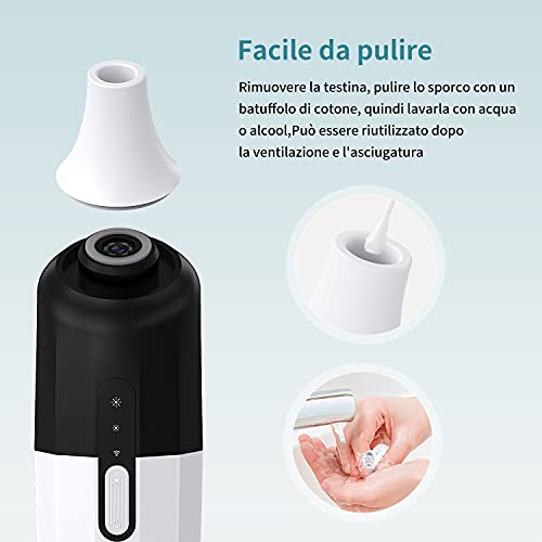 PeroBuno Limpiador de Poros con Camara y 4 Cabezales para Espinillas puntos negros y Acné Kit para la limpieza de puntos negros de la nariz quitar puntos negros