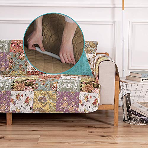 PETCUTE Funda para Sofa Cubre Sofás 2 plazas Protector para Sofás Acolchado Funda de cojín de protección para Mascotas Antisuciedad Vistoso