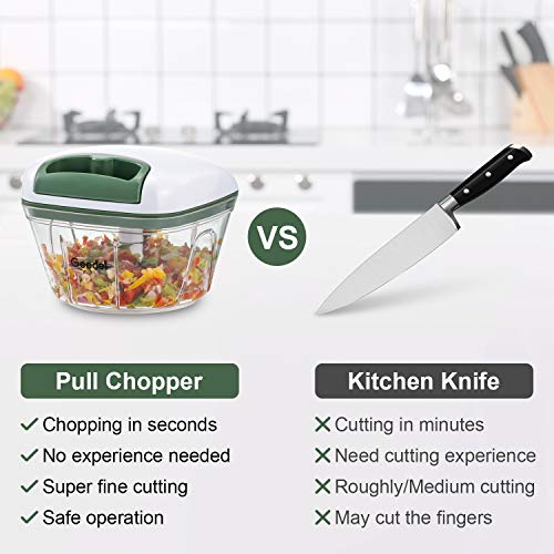 Picadora de Alimentos, Picadora Manual Fácil de Limpiar y Segura, Picadora de Verduras Rápida para Verduras, Frutas y Nueces