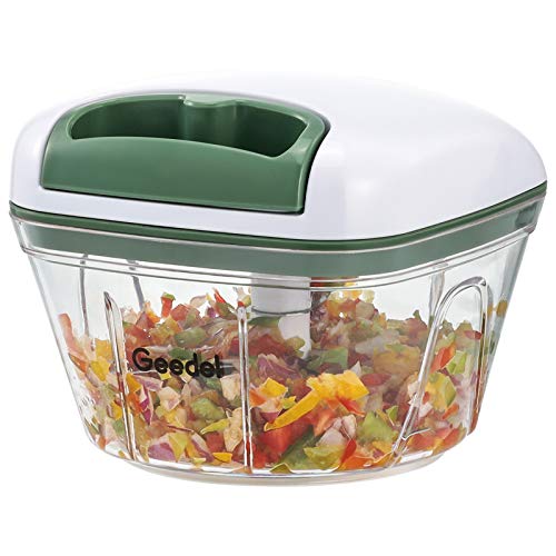 Picadora de Alimentos, Picadora Manual Fácil de Limpiar y Segura, Picadora de Verduras Rápida para Verduras, Frutas y Nueces