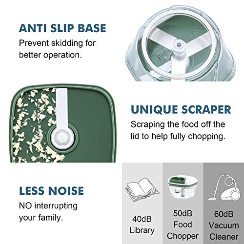 Picadora de Alimentos, Picadora Manual Fácil de Limpiar y Segura, Picadora de Verduras Rápida para Verduras, Frutas y Nueces