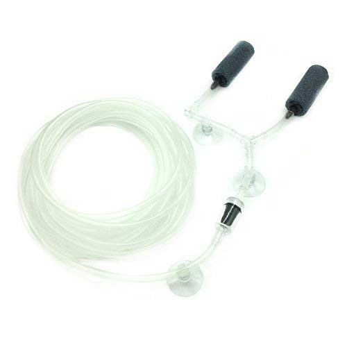 PietyPet 5 m línea de Aire para Peces Tubo para Tubos, 2 Burbujas para aireación, 2 válvulas de retención, 12 Clips de Ventosa, 4 Conectores