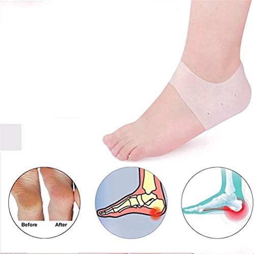 Piezas Pulgar Valgus Corrector, talón de cubierta de gel, silicona transpirable talón Calcetines protector, reparación seca y agrietada del talón, aliviar el dolor Reducir la fascitis plantar, 1 par