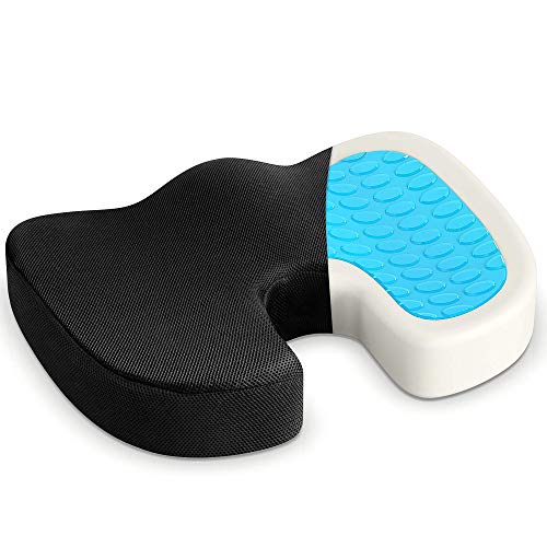 PimPam Factory - Cojín Viscoelástico con Gel Disipador de Calor | Fabricado en España | Incluye 2 Fundas Extraibles | Alivia el Dolor de Hemorroides, Ciática, Coxis, Lumbar, Cervicales y Espalda