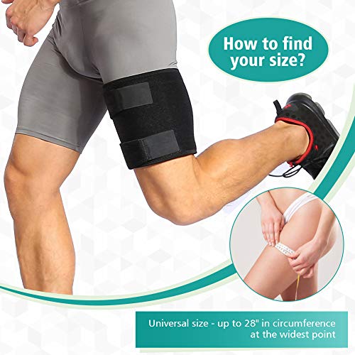 PINCOU Soporte de Muslo para Muslera y Soporte Muslo de Neopreno Alivio del Dolor CuáDruple de Hamstrata, Manga de CompresióN Ajustable para HáMsters, InflamacióN, TendóN, Hombres y Mujeres Negro