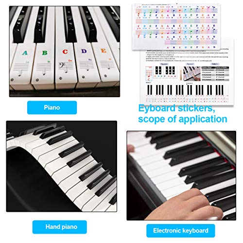 Pinsheng Pegatinas para Teclados 25/49/61/76/88, Pegatinas para Pianos o Teclados con Letras Grandes y Coloridas, Perfectas para Niños y Principiantes que Aprenden Piano (multicolor)