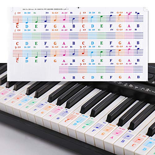 Pinsheng Pegatinas para Teclados 25/49/61/76/88, Pegatinas para Pianos o Teclados con Letras Grandes y Coloridas, Perfectas para Niños y Principiantes que Aprenden Piano (multicolor)