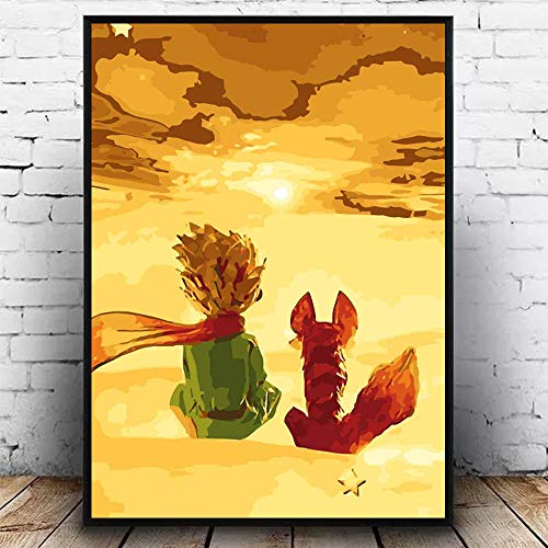 Pintar por Kit de Números, DIY Pintura al óleo Dibujo Algodón con Pinceles Decoraciones para el Hogar Regalos - 40x50cm Sin Marco (Principito)