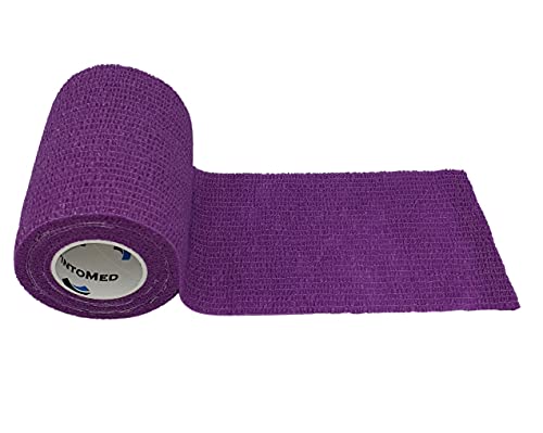 PintoMed Venda Cohesiva -3 Azul Claro + 3 Morado - 6 Rollos x 7,5cm x 4,5m Autoadhesivo Flexible Vendaje, Primeros Auxilios, Lesiones, embalados Individualmente