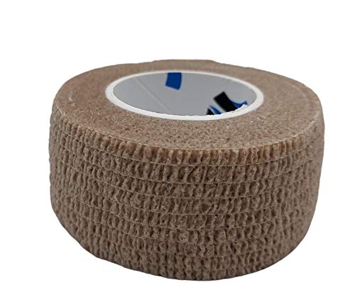 PintoMed Venda Cohesiva - Beige - 6 Rollos 2,5cm x 4,5 m Autoadhesivo Flexible Vendaje, Primeros Auxilios, Lesiones,