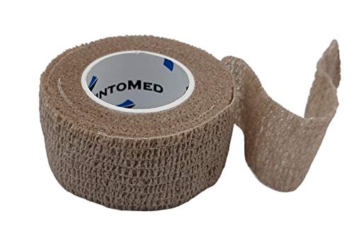 PintoMed Venda Cohesiva - Beige - 6 Rollos 2,5cm x 4,5 m Autoadhesivo Flexible Vendaje, Primeros Auxilios, Lesiones,