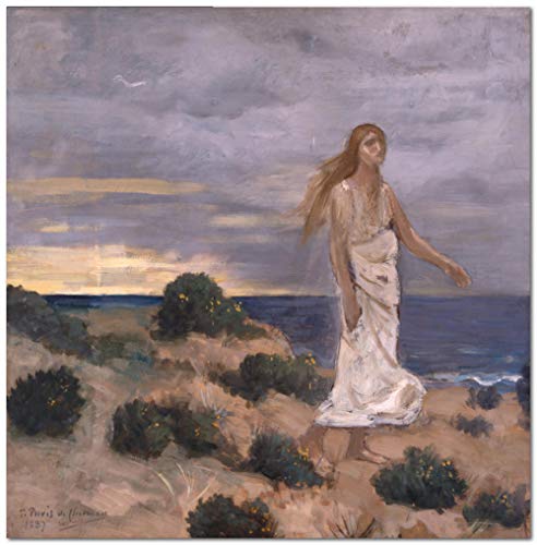 Pintura de diamante 5D con taladro completo Pierre Puvis De Chavannes famosa pintura mujer por el mar Crystal Rhinestone Bordado Fotos Artesanía para el hogar decoración de pared regalo