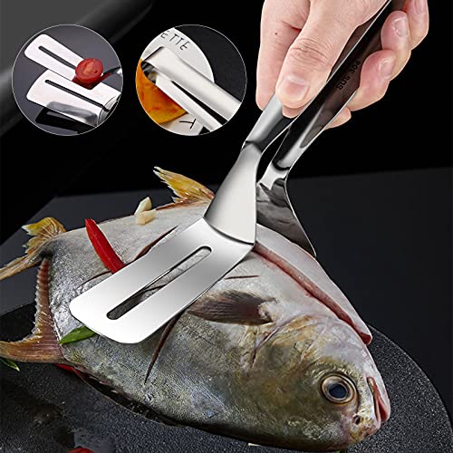 Pinza de cocina multifuncional para alimentos, material de acero inoxidable, que se utiliza para girar y sujetar alimentos, pan, bistec, hamburguesas, pastas, etc.