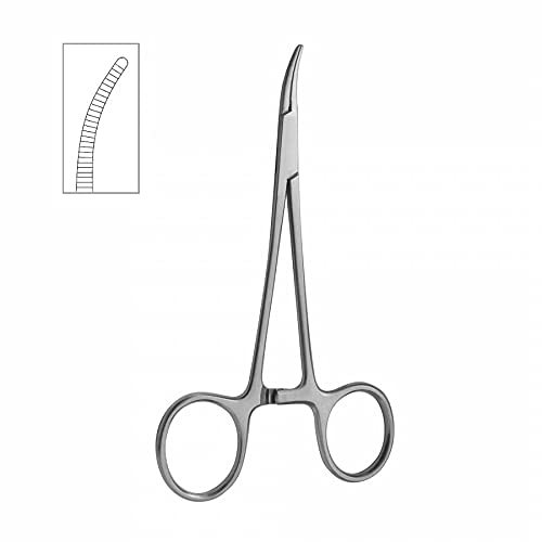 Pinzas para mosquitos de 12,5 cm para quitar el anzuelo de peces, aseo de mascotas y tirar del pelo (curvado)