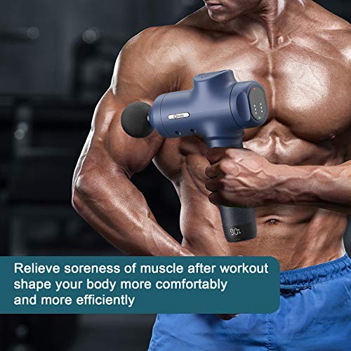 Pistola de masaje, NetDot Professioal Masajeador muscular de tejido profundo Pistola Masajeador eléctrico de mano para gimnasio Oficina Hogar Alivio del dolor después del entrenamiento (Azul)