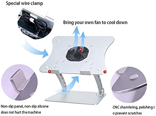 Pkfinrd Soporte para portátil con el fanático de la Altura del Ventilador con Creciente Marco con disipación de Calor Levantamiento y Tipo Plegable Ajustable Cervical Vertebra Marco de la Oficina Mat