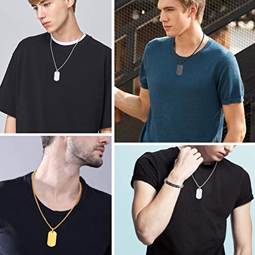 Placa de Identidad Collar Hombre Material Resistente Acero Inoxidable 316L Joyería Identificativa para Enfermos Datos Emergencia