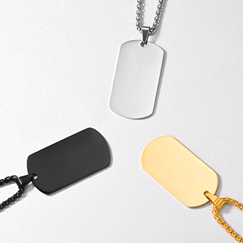 Placa de Identidad Collar Hombre Material Resistente Acero Inoxidable 316L Joyería Identificativa para Enfermos Datos Emergencia