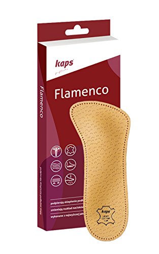 Plantillas Ortopédicas de Cuero 3/4 con Soporte de Arco Longitudinal y Metatarsiano, Kaps Flamenco, Todas las Tallas (40 EUR)