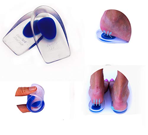 Plantillas taloneras de gel de silicona para aliviar el dolor, fatiga e hinchazón de pies, tobillos y rodillas. Aumentar la altura. Hombre y Mujer