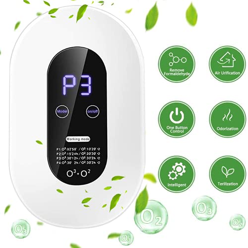 Plartree Purificador de Aire con Filtro HEPA,Purificador Aire Carbon Acticado Portátil, Mini Generador de Ozono Desodorante Esterilizador de Iones Negativos para Dormitorio, Coche, Oficina, Cocina
