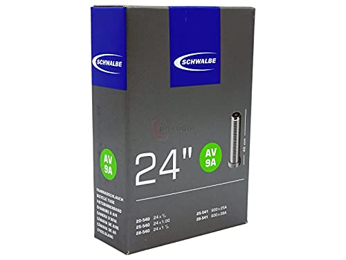 pneugo! Schwalbe 20-540/28-541AV9A - Cámara de aire para bicicleta (2 unidades, 24", con válvula automática y 3 desmontadores de neumáticos)