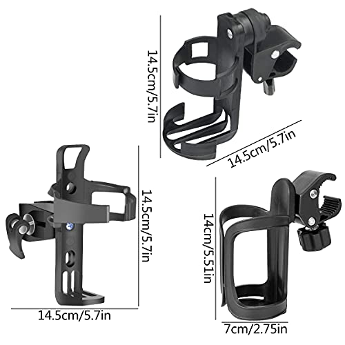 Portavasos de Bicicleta,Saijer 360 Grados Rotación Portabotellas para Bicicleta Liberación Rápida Portabidón con Botón Posavasos Trolley Silla de Ruedas para Cochecito de Bebé (3 pcs)
