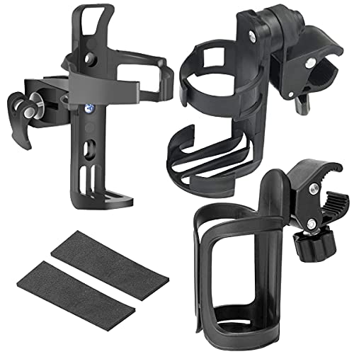 Portavasos de Bicicleta,Saijer 360 Grados Rotación Portabotellas para Bicicleta Liberación Rápida Portabidón con Botón Posavasos Trolley Silla de Ruedas para Cochecito de Bebé (3 pcs)