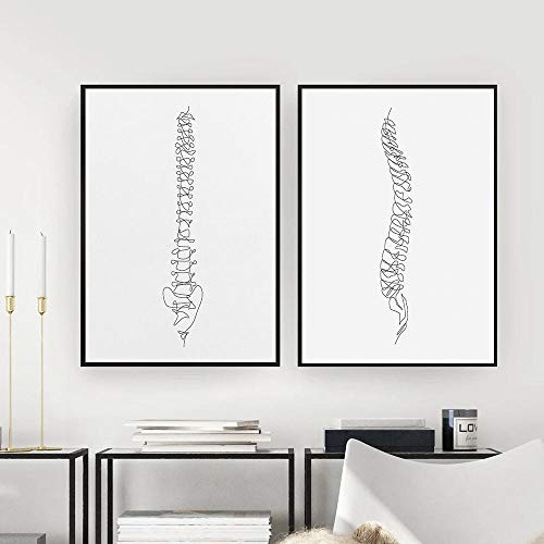Póster de la columna vertebral de las vértebras abstractas dibujo impresión quiropráctica arte médico lienzo pintura anatomía pared decoración sala de estar 28 x 40 pulgadas x2 sin marco
