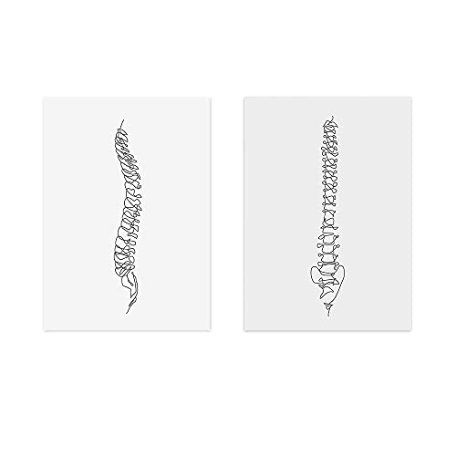 Póster de la columna vertebral de las vértebras abstractas dibujo impresión quiropráctica arte médico lienzo pintura anatomía pared decoración sala de estar 28 x 40 pulgadas x2 sin marco