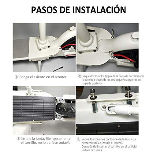 Poweka Silla Plegable de Altura Ajustable Compatible con Xiao-mi M365 Scooter Eléctrico, Cojín Silla Asiento para Patín Eléctrico