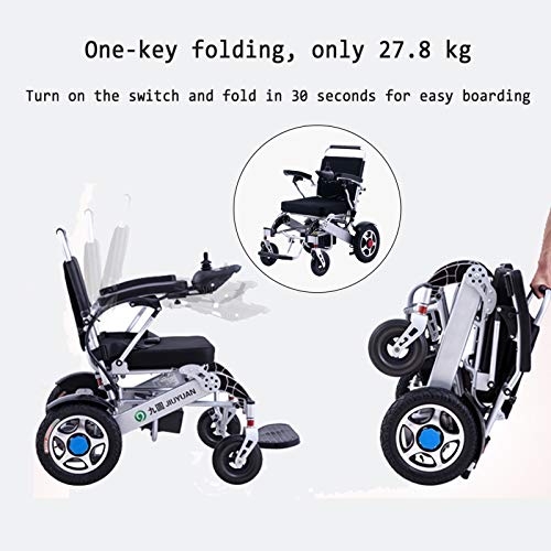 Power Plegable Wheelchair for Minusválido Mayor Anciano Coche de Viaje Completamente Automatico Doblez Ligero Silla Ruedas Cuatro Rondas Batería de Litio Ayudas for Caminar ALGFree (Color : B)