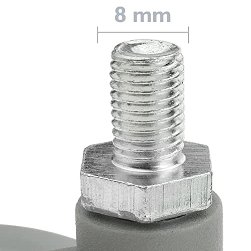 PrimeMatik - Rueda pivotante de Nailon y Polipropileno con Freno 60 mm M8 5 Pack
