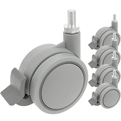 PrimeMatik - Rueda pivotante de Nailon y Polipropileno con Freno 60 mm M8 5 Pack