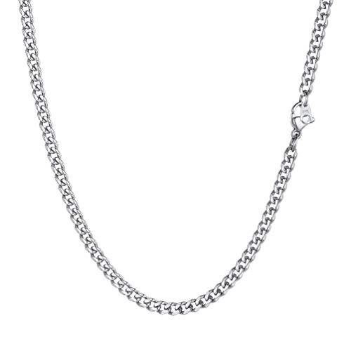 PROSTEEL 3mm 51cm Joyería Europea Metálico Negro Cadena de Eslabones Redondos Planos Cubana Cadena Gruesa Regalo Cumpleaños