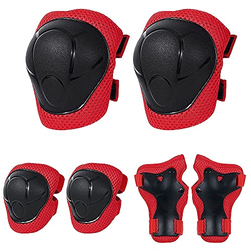 Protecciones Rodillas Bici,Set Proteccion Niña,Rodilleras Coderas Muñequeras Niña,Rodilleras Infantiles Bici,Rodilleras Infantiles Rosas,Set Proteccion Patinaje (Rot)