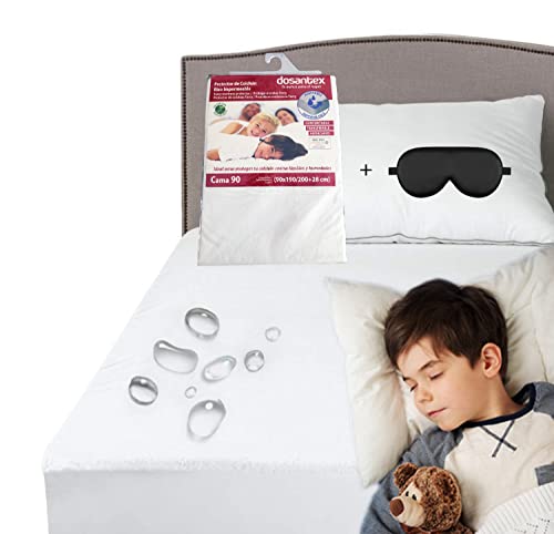 Protector colchon 90 x 190 cm. Incluye un Antifaz para Dormir de Regalo. Protector Cama Impermeable y Transpirable