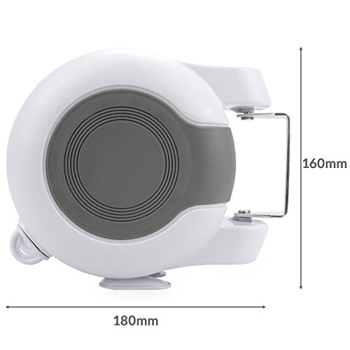 Pukkr Línea de lavado retráctil doble 30M | Secador de ropa de servicio pesado de pared | Carrete extensible aireador | 2 x 15m líneas