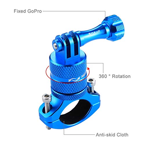 PULUZ 360 Grado Rotación Bicicleta de aluminio Bicicleta Adaptador de manillar Montaje con tornillo para GoPro HERO 6 / 5 / 4 / 3+ / 3/ 2/ 1 Sesión 5 / 4, Xiaoyi Sport Camera