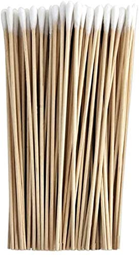 Punta de algodón, (Pack de 4/total 400 pcs) toallitas de largo, gasas de algodón con asas de madera, limpieza single-tipped herramienta cosmética maquillaje bastoncillos de algodón de eliminación
