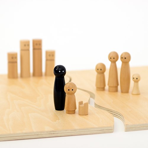 ﻿﻿Purovi Joy Juego de Mesa - Set de 28 Muñecos Pequeños de Madera para Juegos en Familia - Juego Educativo para Entrenamiento y Terapia Familiar